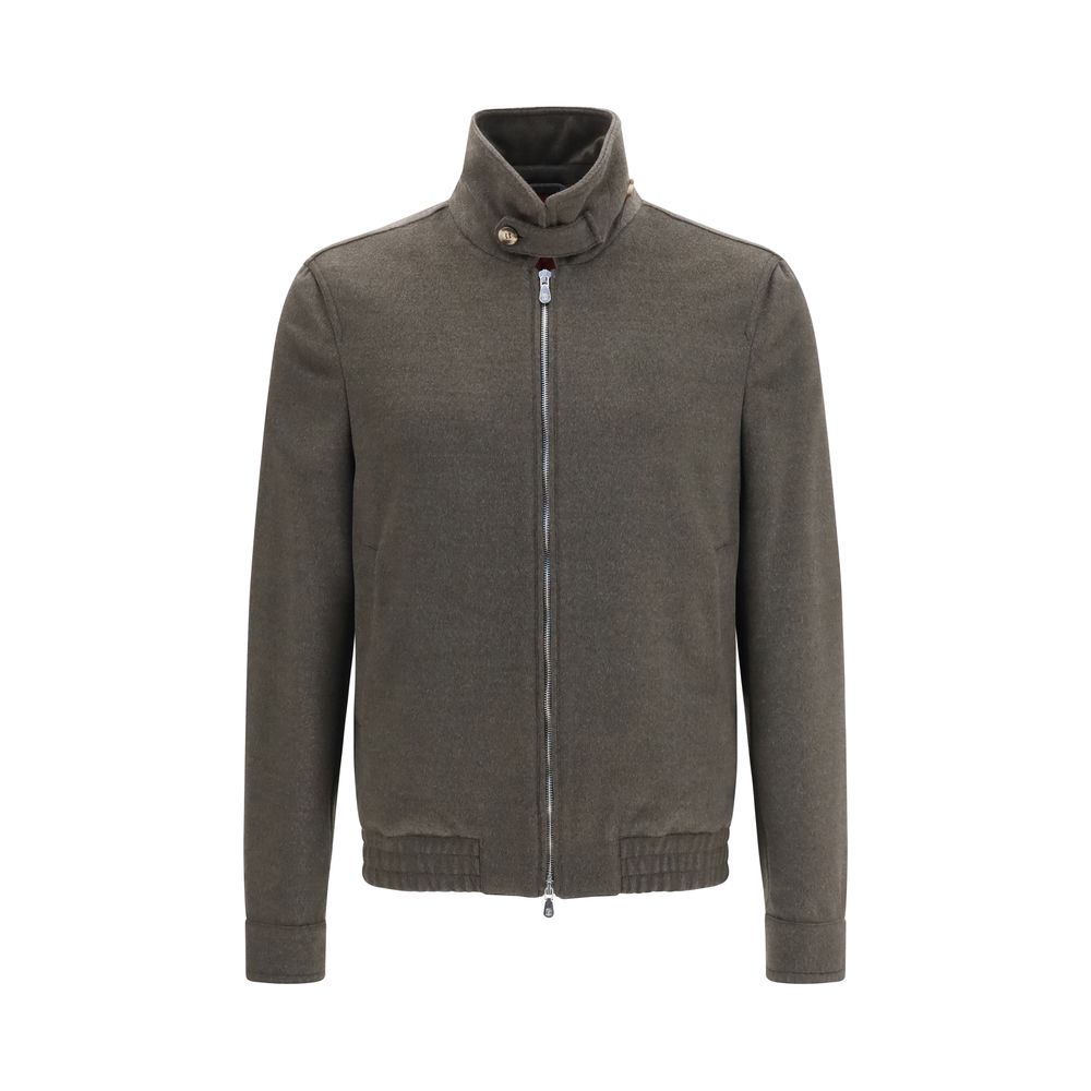 Graue lange Jacke aus Wolle