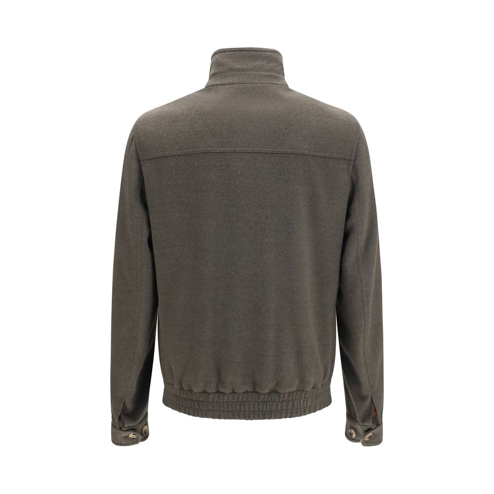 Graue lange Jacke aus Wolle