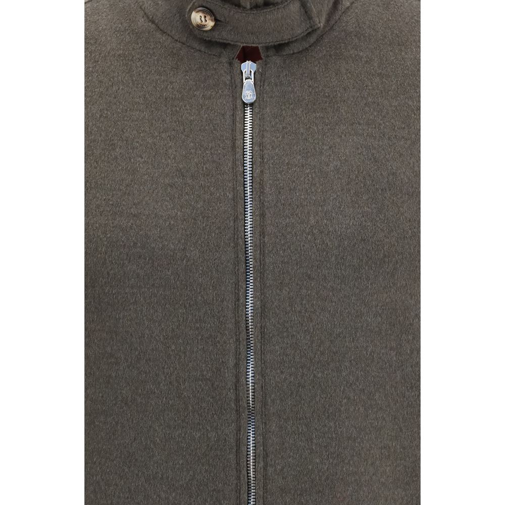 Graue lange Jacke aus Wolle