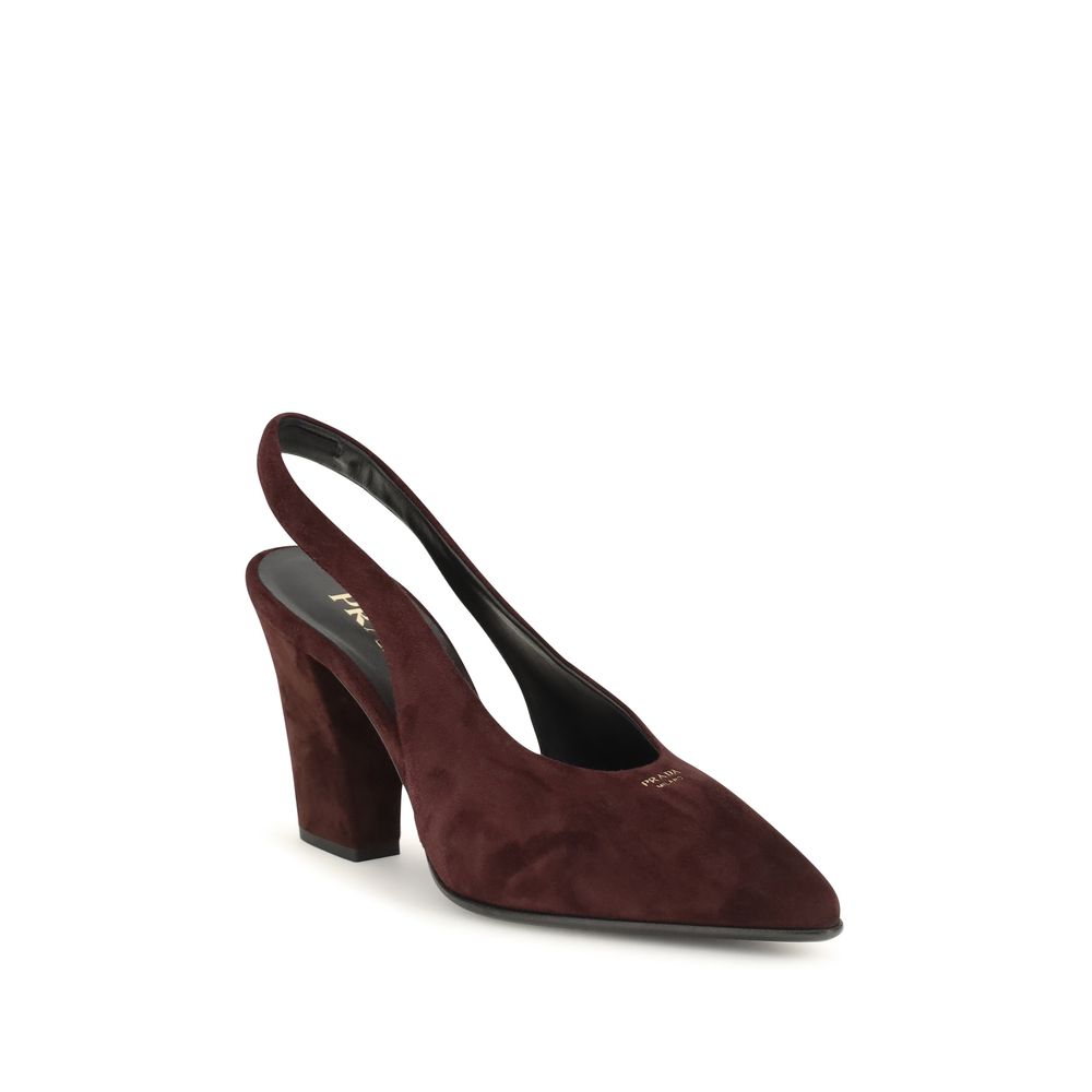 Prada Bordeauxrote Pumps aus Kalbsleder
