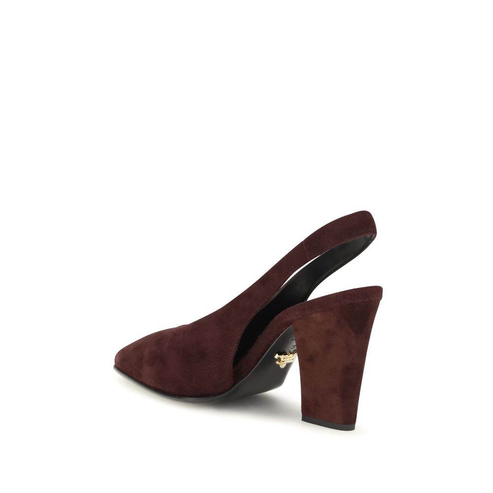 Prada Bordeauxrote Pumps aus Kalbsleder