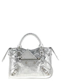 Balenciaga Silberfarbene Handtasche aus Lammleder