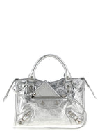 Balenciaga Silberfarbene Handtasche aus Lammleder