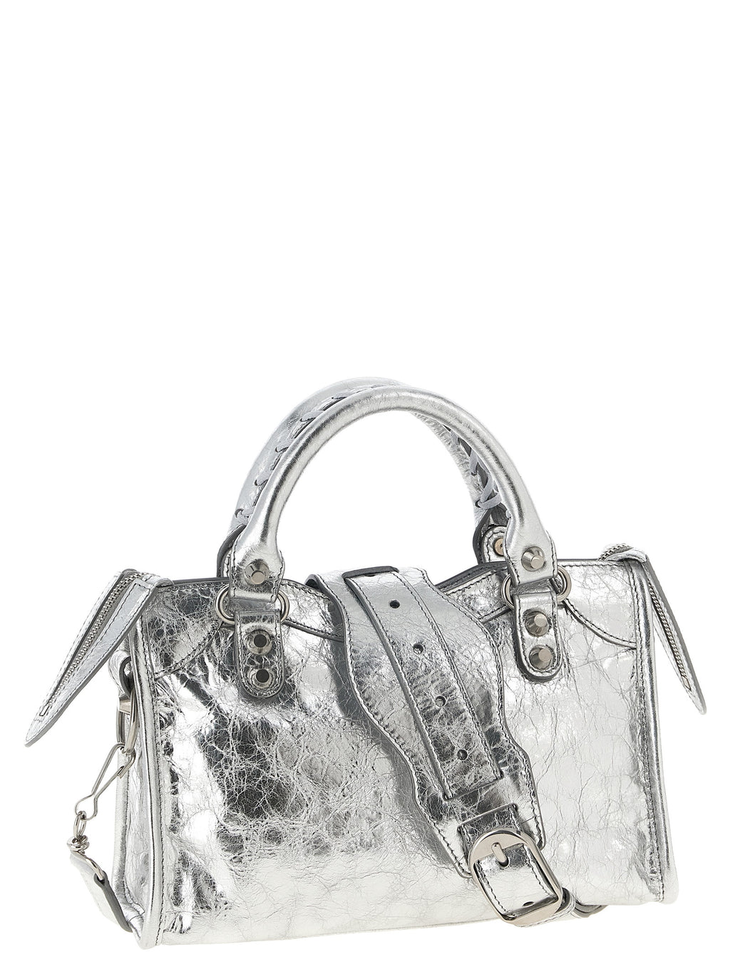 Balenciaga Silberfarbene Handtasche aus Lammleder