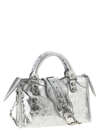 Balenciaga Silberfarbene Handtasche aus Lammleder