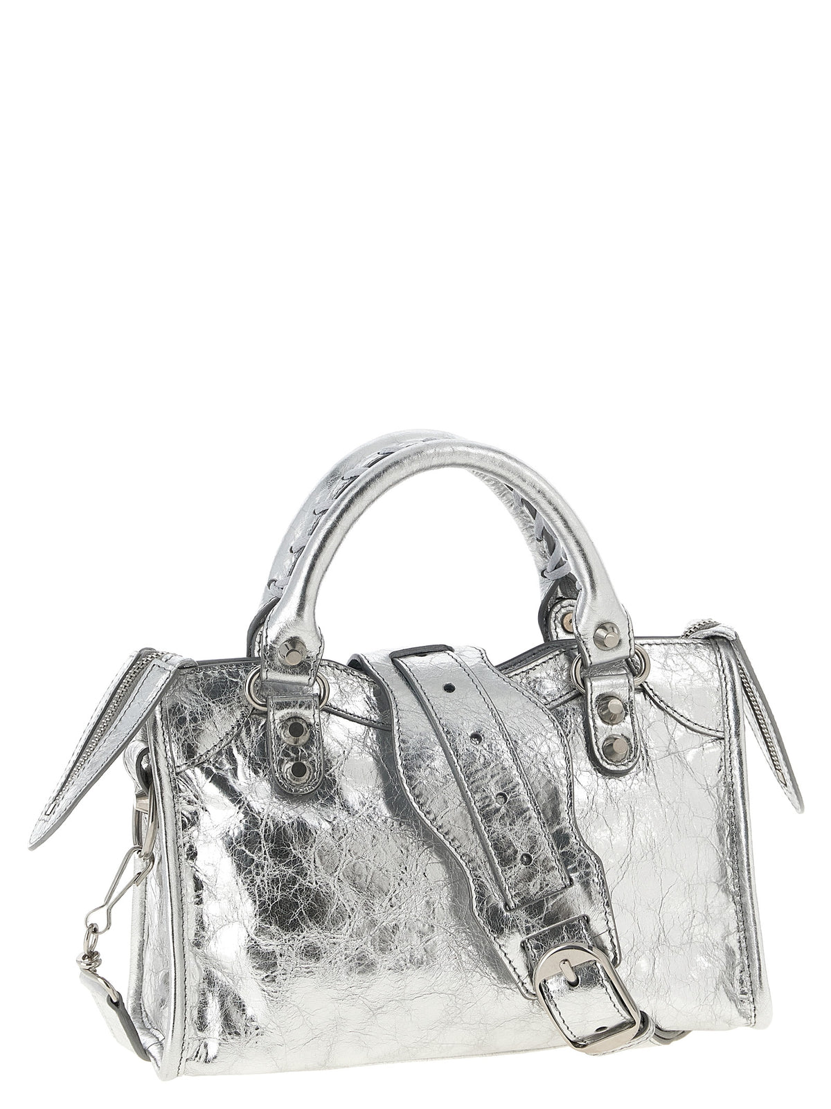 Balenciaga Silberfarbene Handtasche aus Lammleder