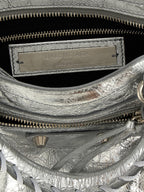 Balenciaga Silberfarbene Handtasche aus Lammleder