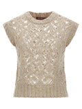 Max Mara Beige Weste aus Leder