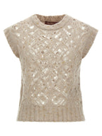 Max Mara Beige Weste aus Leder