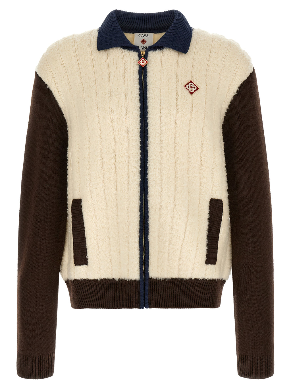 Casablanca Mehrfarbige lange Jacke aus Wolle