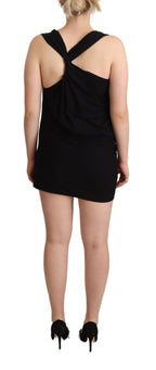 Schwarzes ärmelloses Baumwoll-Minikleid