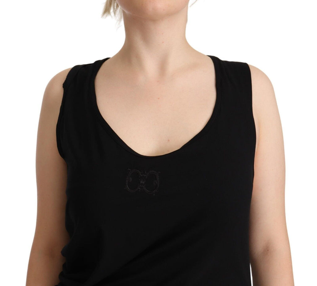 Schwarzes ärmelloses Baumwoll-Minikleid