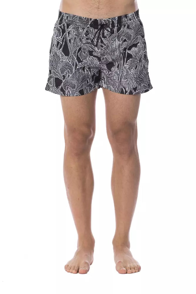 Herren-Badehose aus schwarzem Polyester