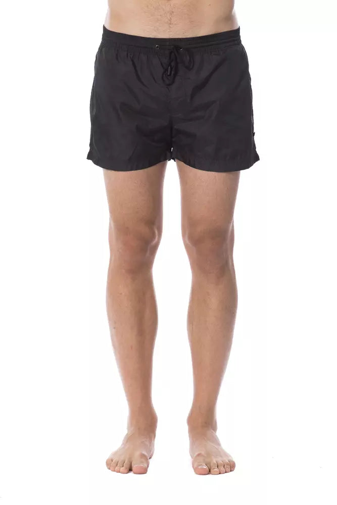 Schwarze Polyester-Badeshorts für Herren