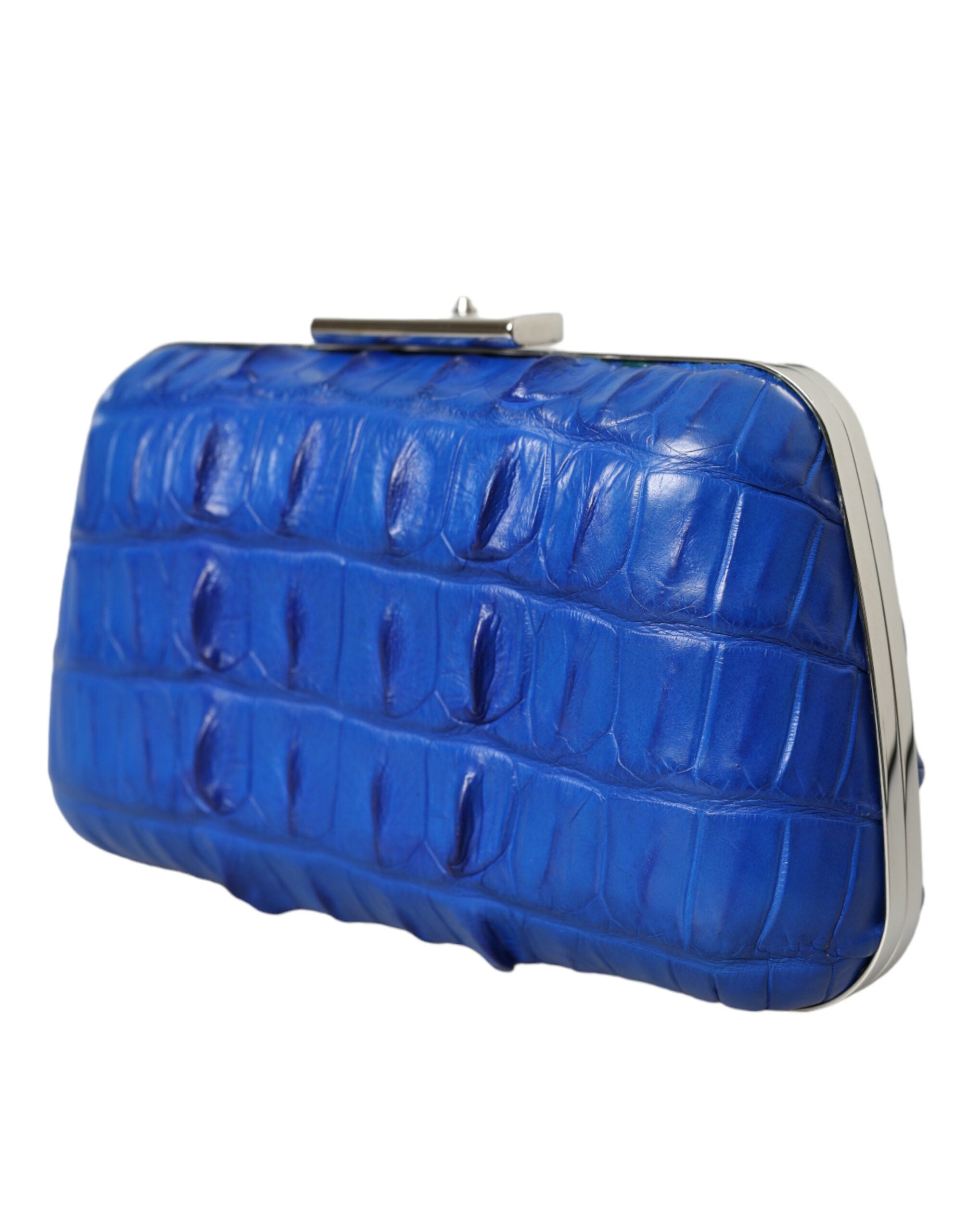 Blaue exotische Haut Leder Schulter Crossbody Box Clutch Tasche