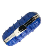 Blaue exotische Haut Leder Schulter Crossbody Box Clutch Tasche