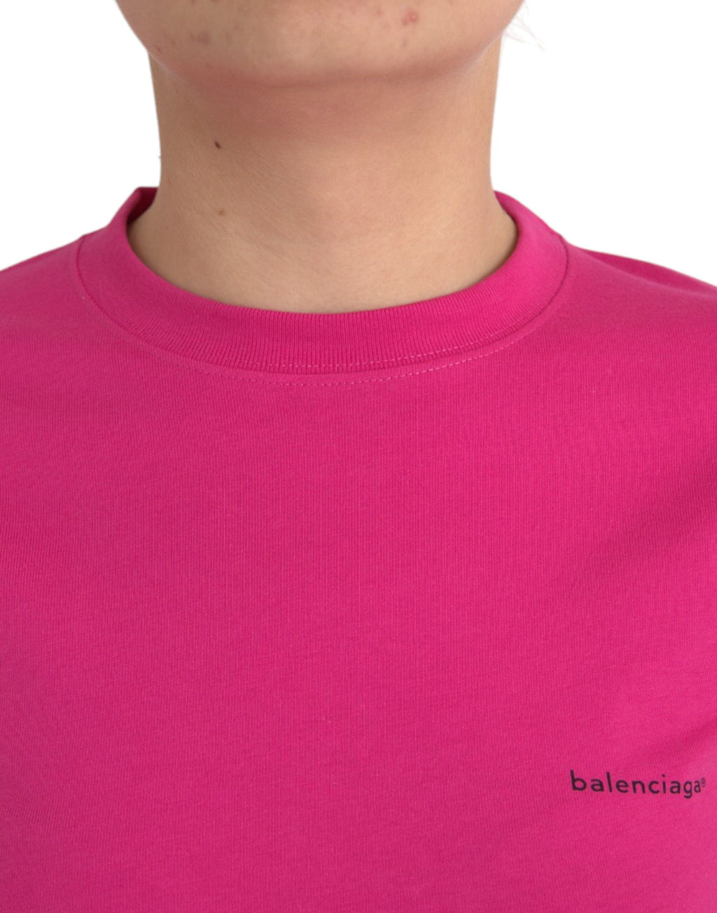 Pinkes Baumwoll-T-Shirt mit Rundhalsausschnitt und kurzen Ärmeln