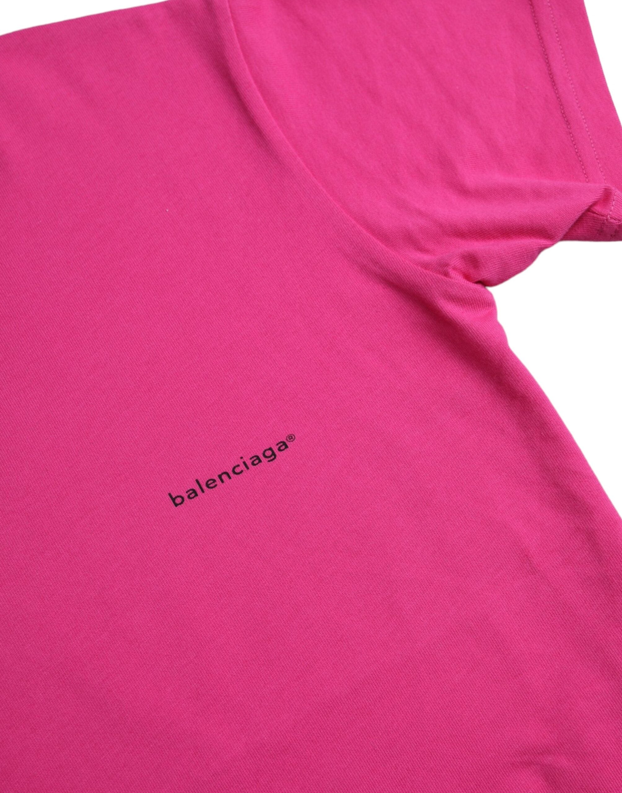 Pinkes Baumwoll-T-Shirt mit Rundhalsausschnitt und kurzen Ärmeln