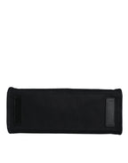 Schwarze Top Handle Canvas Leder Logo Crossbody Tote Bag