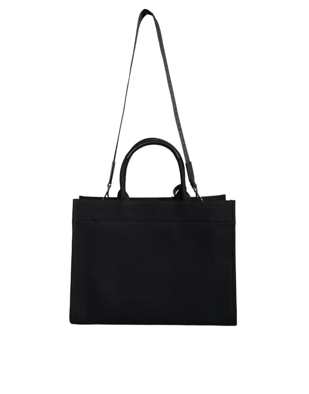 Schwarze Top Handle Canvas Leder Logo Crossbody Tote Bag
