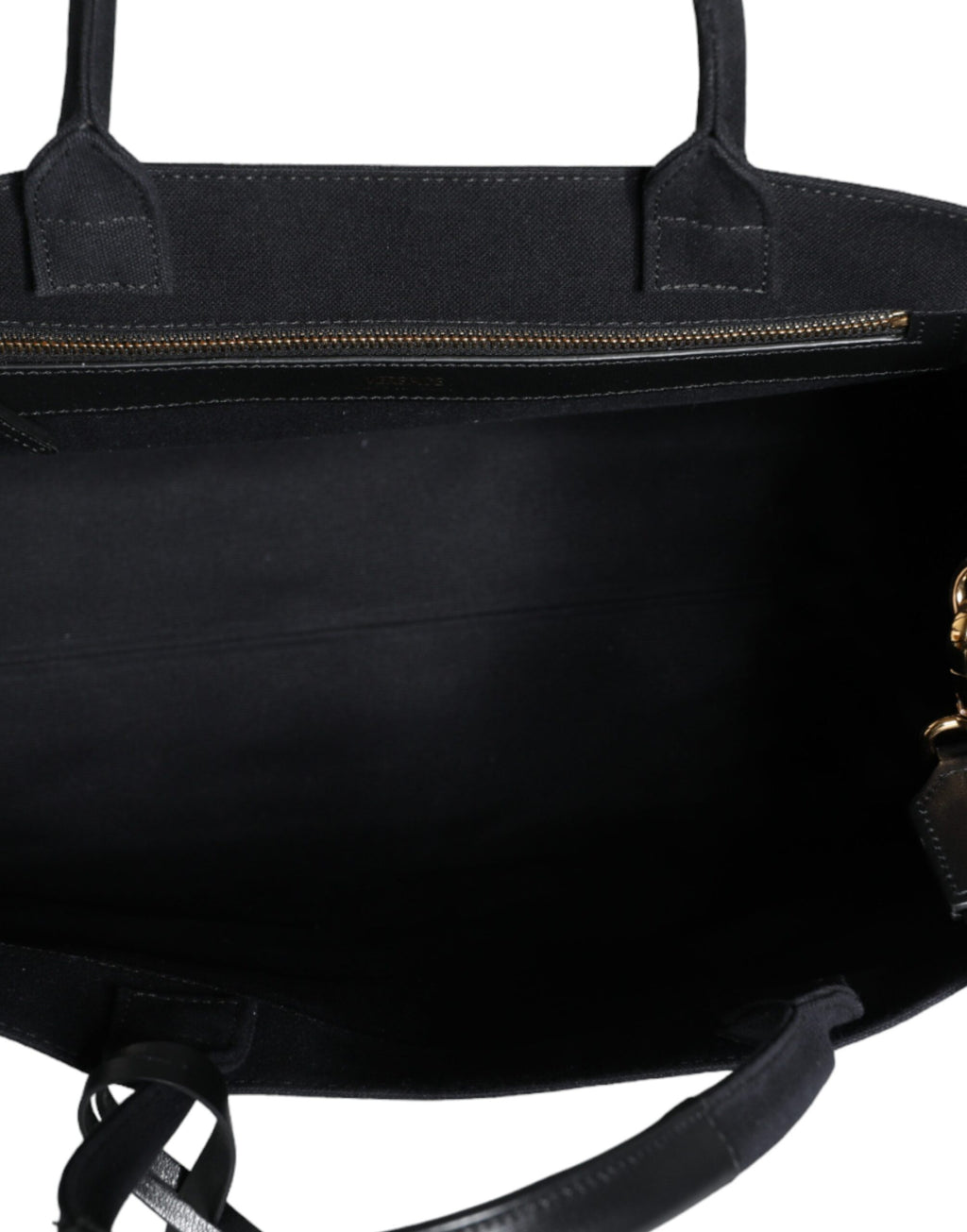 Schwarze Top Handle Canvas Leder Logo Crossbody Tote Bag
