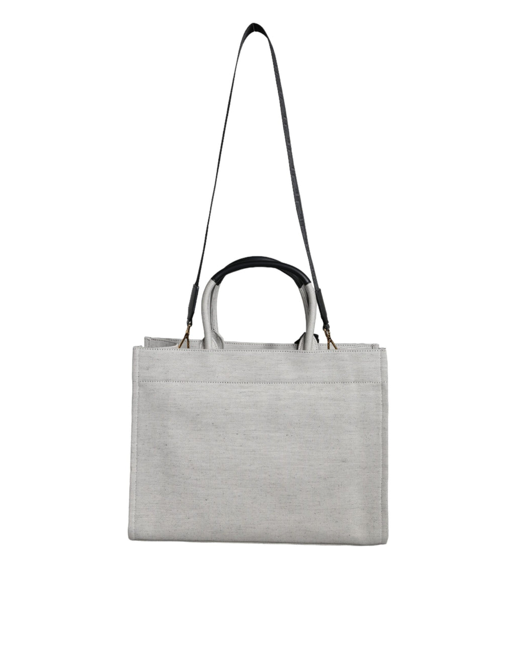 Weiße Top Handle Canvas Leder Logo Crossbody Tote Bag