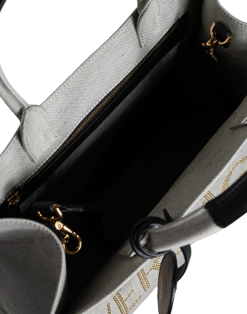 Weiße Top Handle Canvas Leder Logo Crossbody Tote Bag