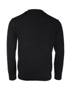 Schwarzer Pullover mit Medusa-Stickerei und Rundhalsausschnitt