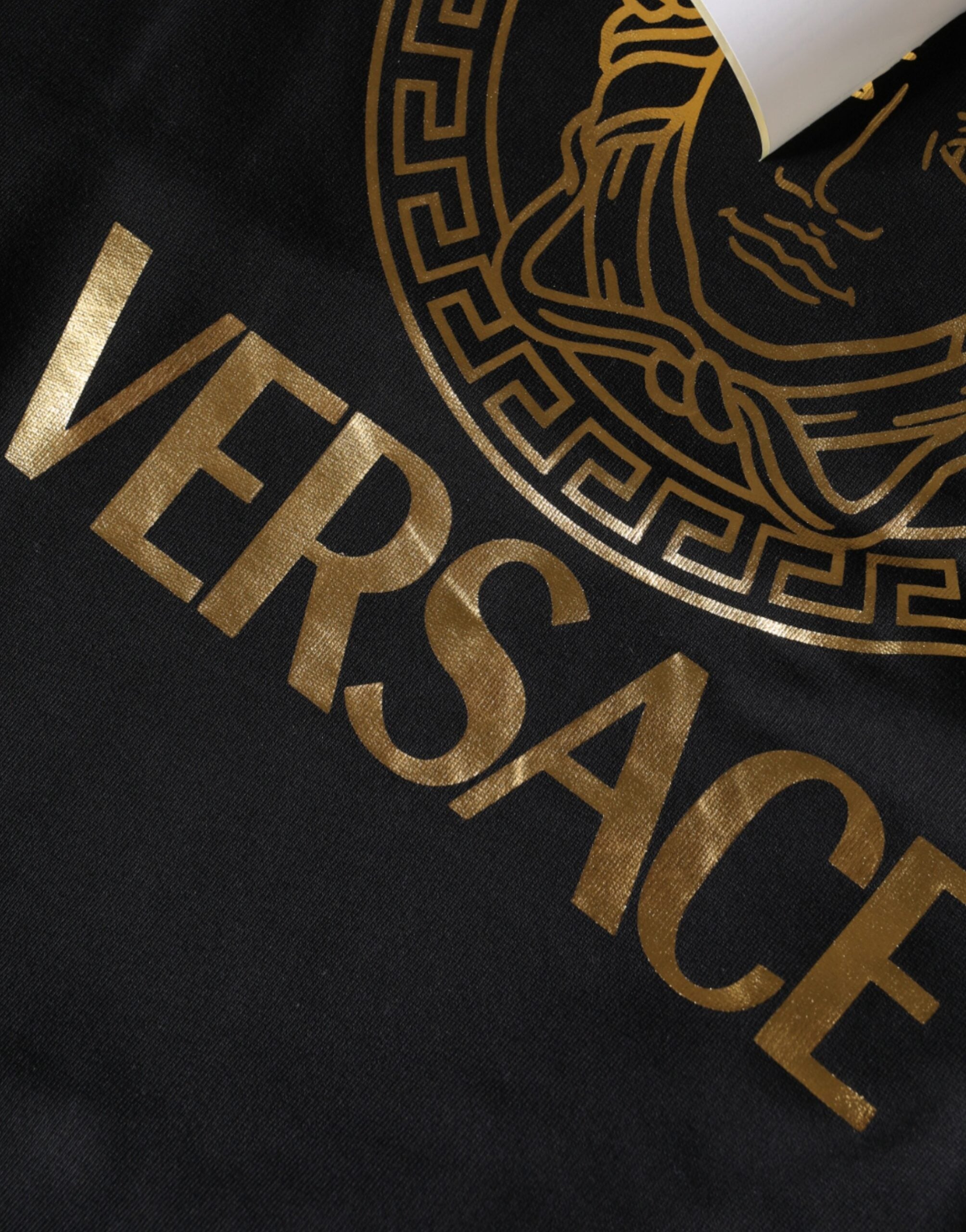 Schwarzer Medusa Druck Baumwolle HoodiePullover Sweatshirt Pullover