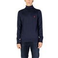 Blauer Baumwoll-Rollkragenpullover