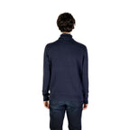 Blauer Baumwoll-Rollkragenpullover