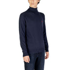 Blauer Baumwoll-Rollkragenpullover