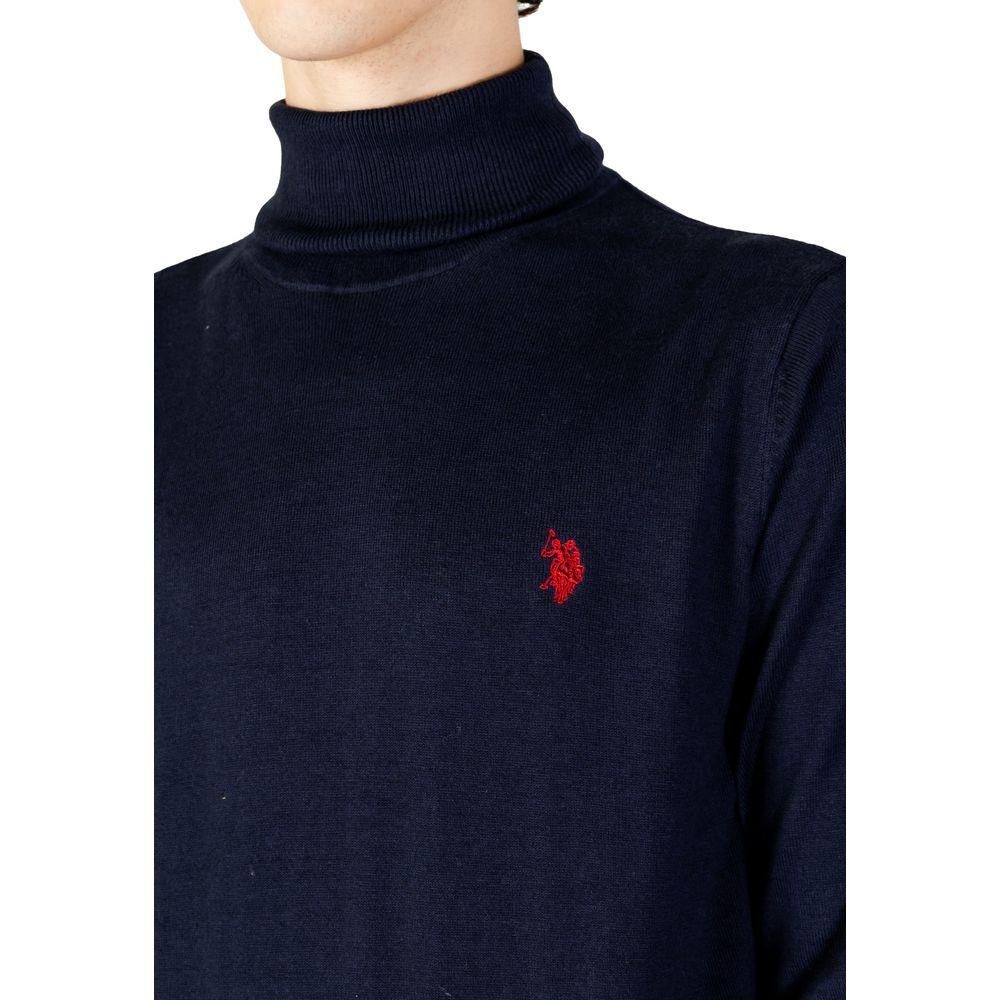 Blauer Baumwoll-Rollkragenpullover