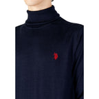 Blauer Baumwoll-Rollkragenpullover