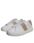 Weiß Braun Greca Print TPU Low Top Männer Turnschuhe Schuhe