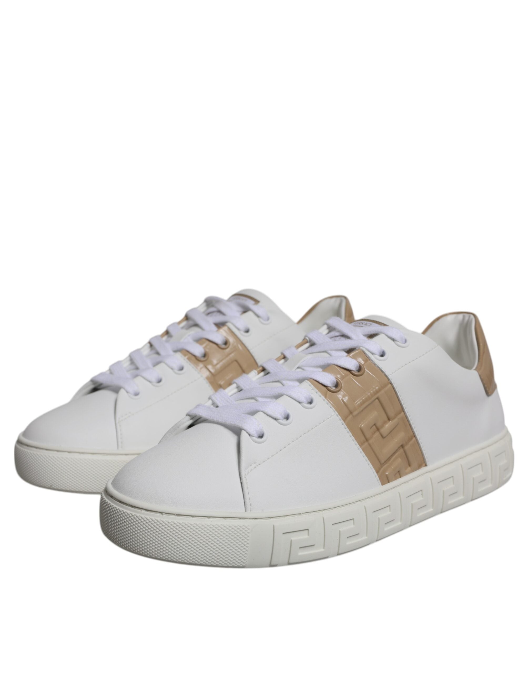 Weiß Braun Greca Print TPU Low Top Männer Turnschuhe Schuhe