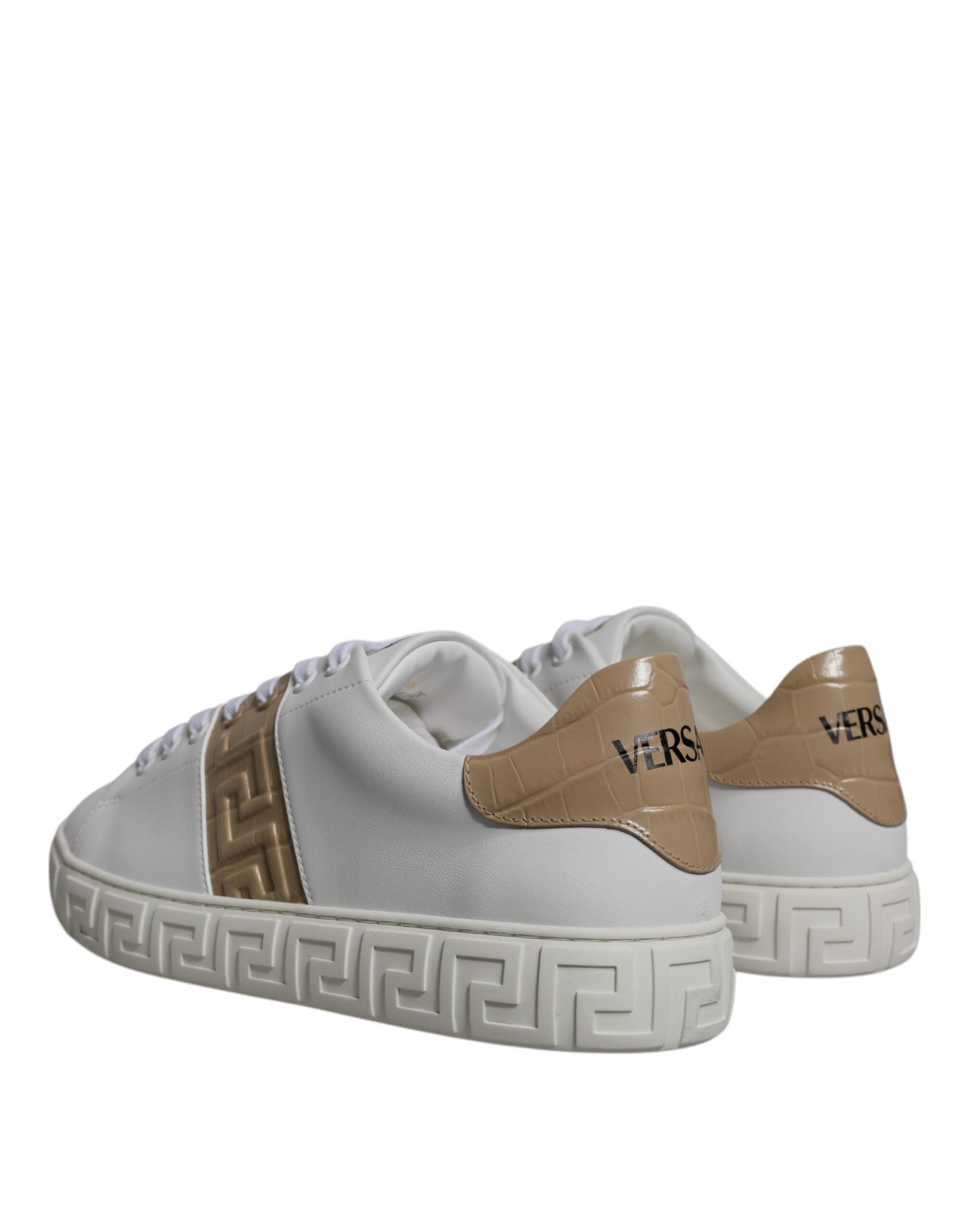 Weiß Braun Greca Print TPU Low Top Männer Turnschuhe Schuhe