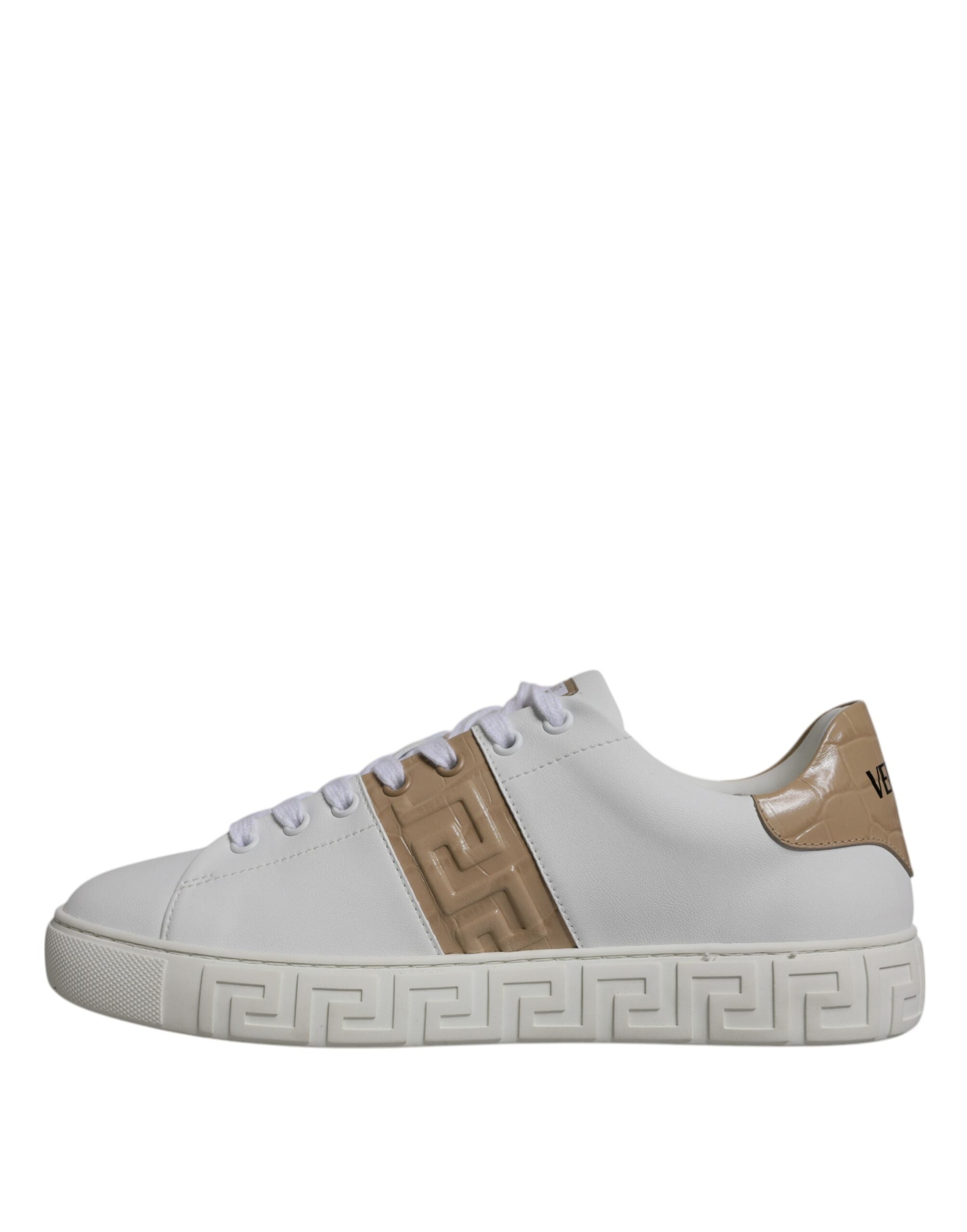 Weiß Braun Greca Print TPU Low Top Männer Turnschuhe Schuhe