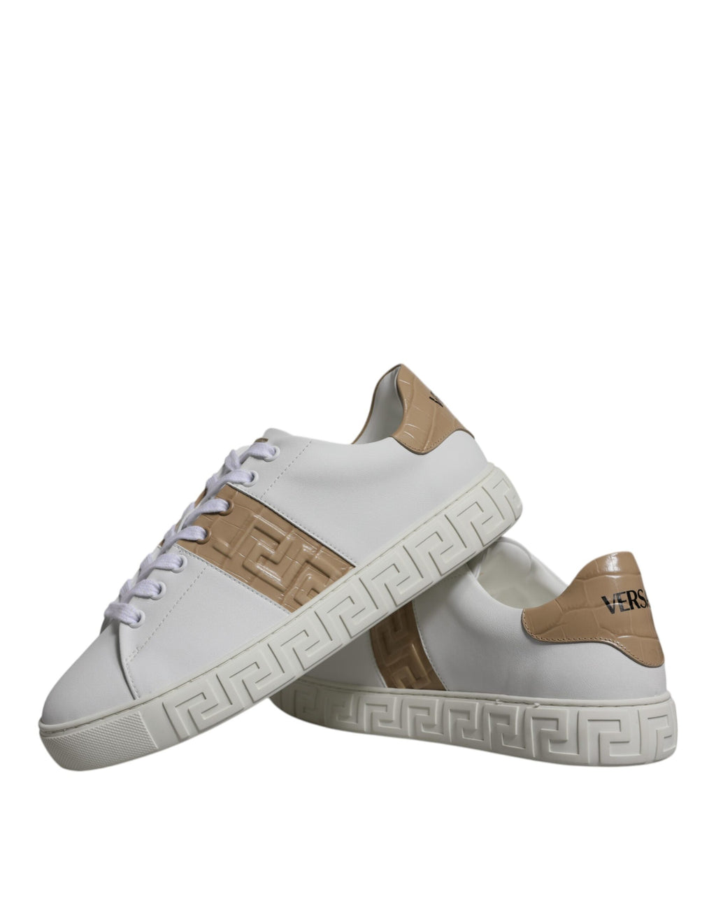 Weiß Braun Greca Print TPU Low Top Männer Turnschuhe Schuhe