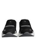 Schwarz Leder Neopren Chunky Low Top Turnschuhe Squalo Schuhe