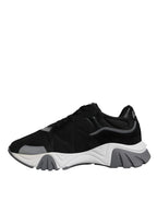 Schwarz Leder Neopren Chunky Low Top Turnschuhe Squalo Schuhe