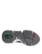 Schwarz Leder Neopren Chunky Low Top Turnschuhe Squalo Schuhe
