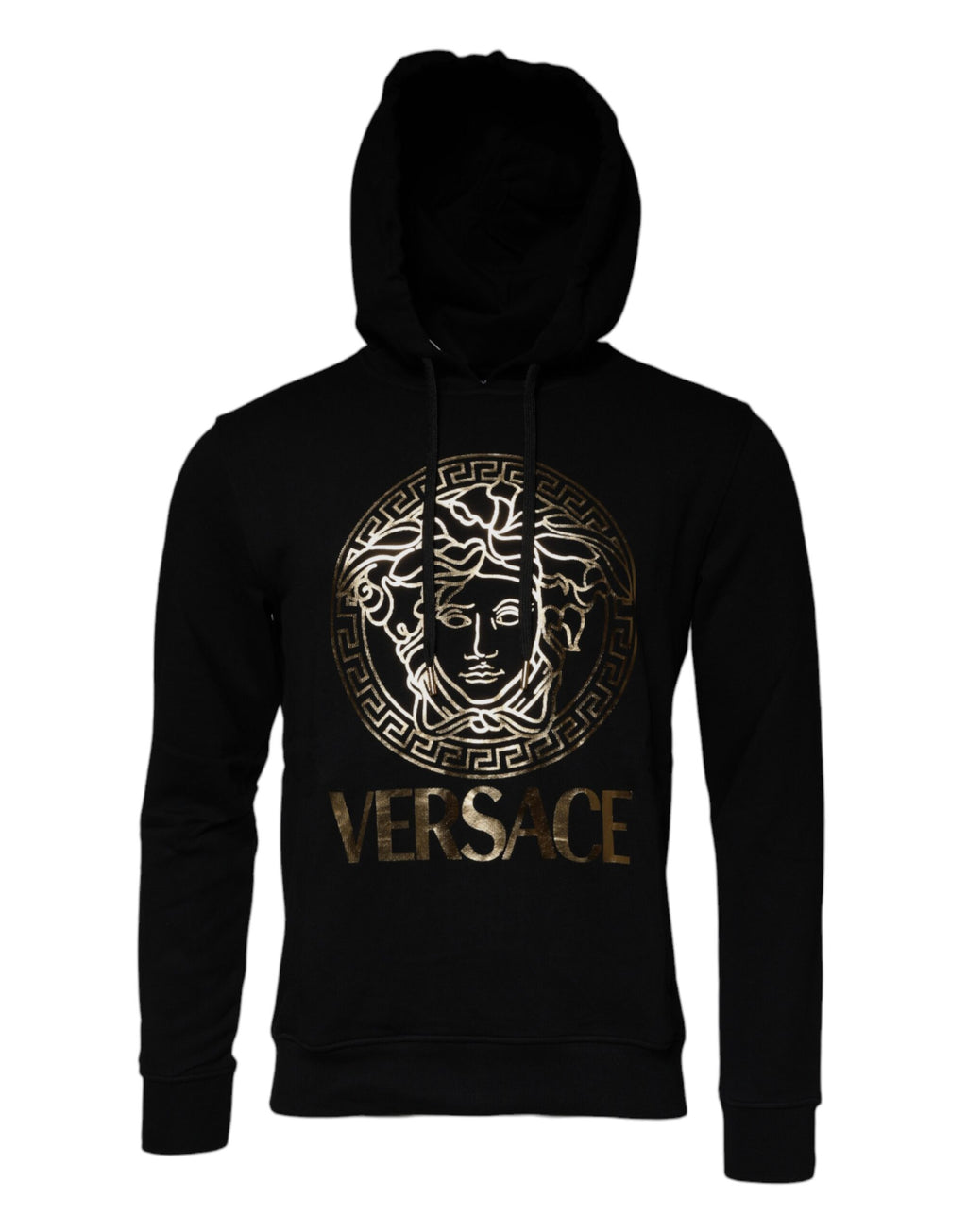 Schwarzer Medusa Baumwoll-Kapuzenpullover Pullover Sweatshirt Sweater