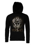 Schwarzer Medusa Baumwoll-Kapuzenpullover Pullover Sweatshirt Sweater