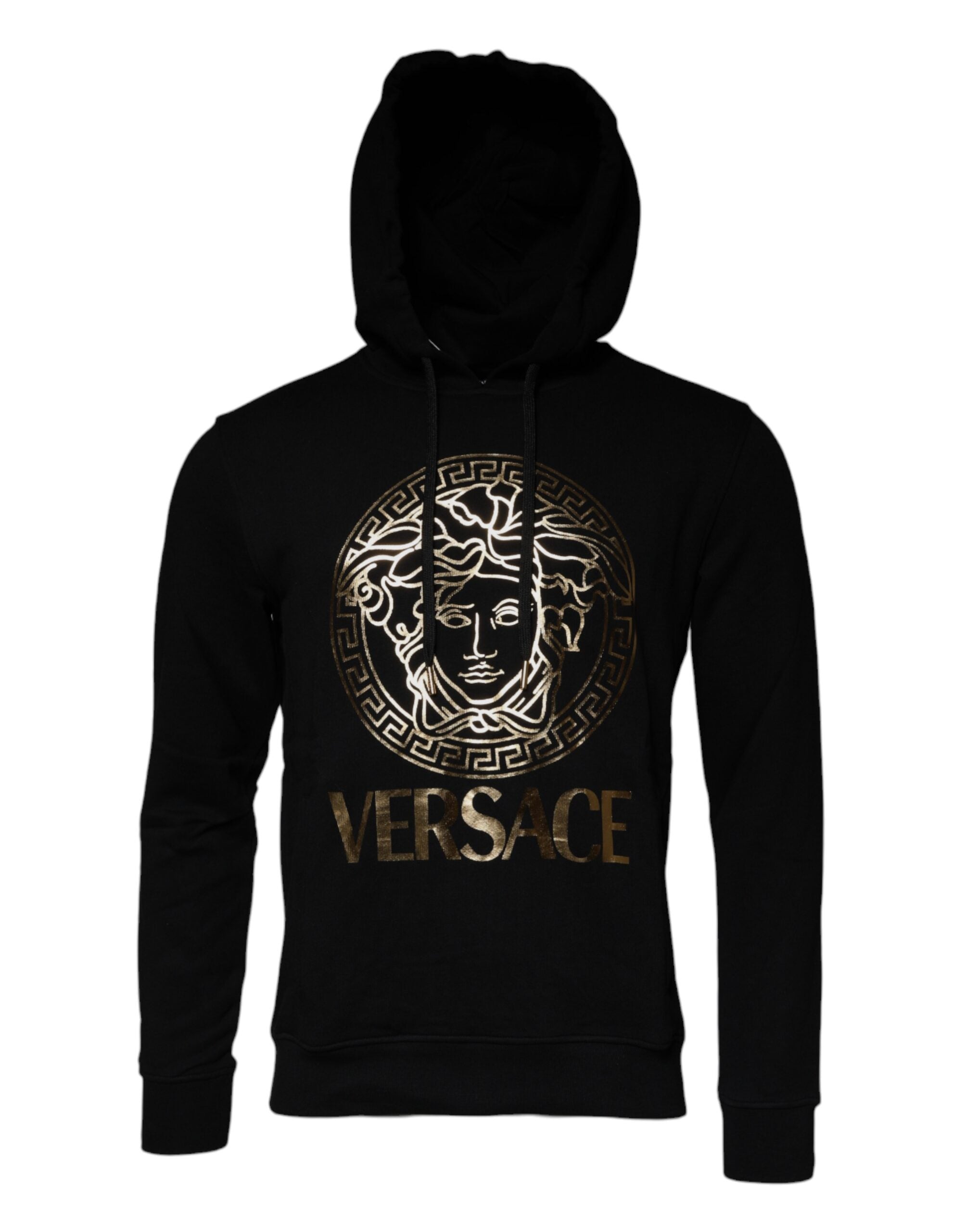 Schwarzer Medusa Baumwoll-Kapuzenpullover Pullover Sweatshirt Sweater