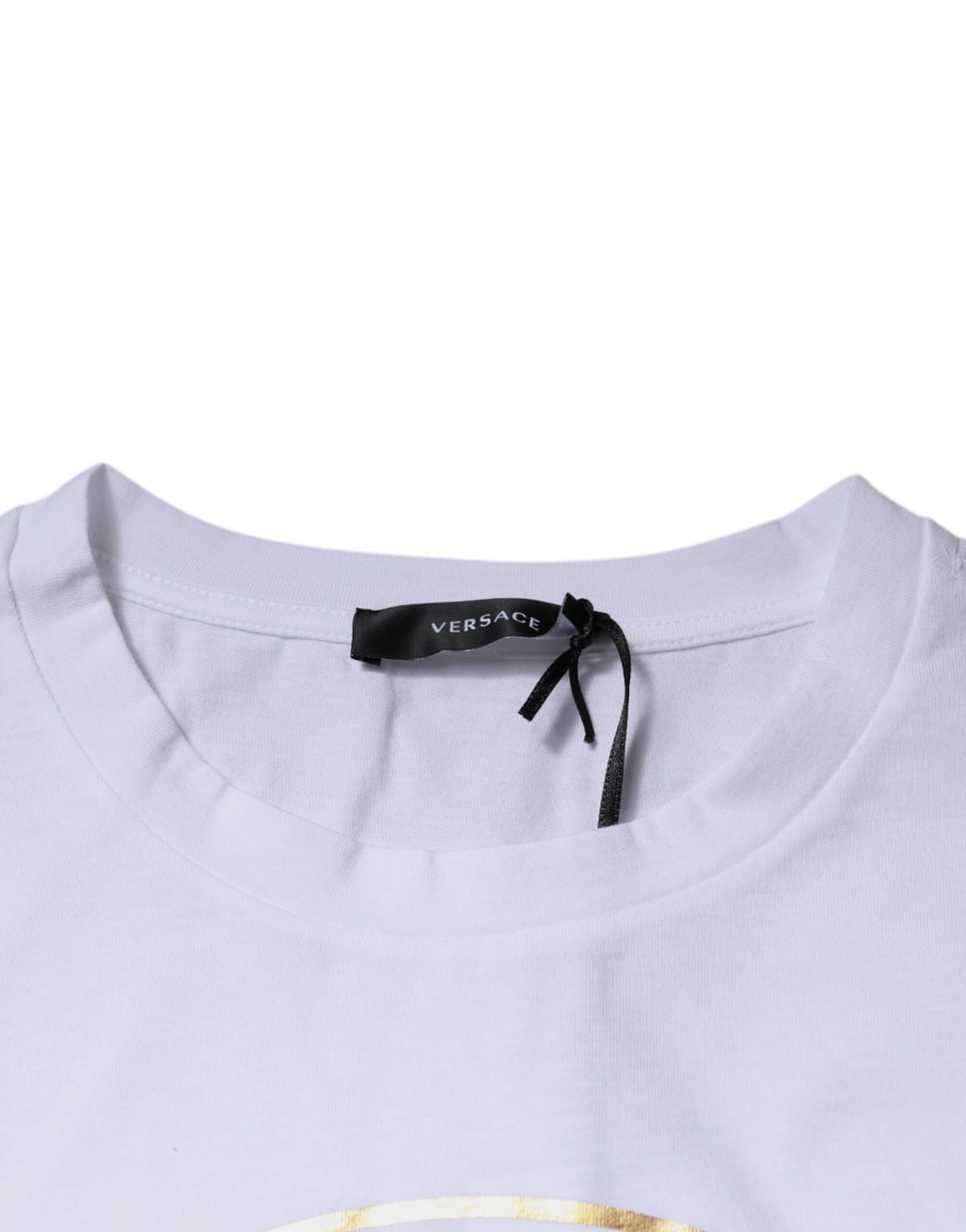 Weißes T-Shirt mit Rundhalsausschnitt und Medusa-Druck aus Baumwolle