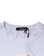 Weißes T-Shirt mit Rundhalsausschnitt und Medusa-Druck aus Baumwolle