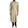 Beige Lammfell Leder Trenchcoat Jacke