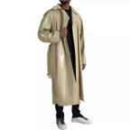 Beige Lammfell Leder Trenchcoat Jacke