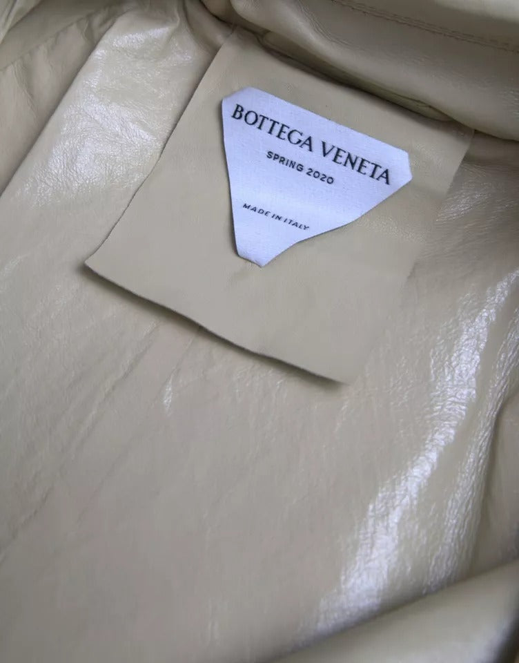 Beige Lammfell Leder Trenchcoat Jacke